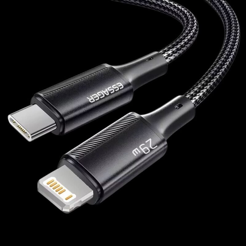 كابل شحن أصلى من esessager من النوع C إلى النوع Lightning مع شحن سريع، مع ميزة PD 29 واط للشحن السريع و ونقل البيانات