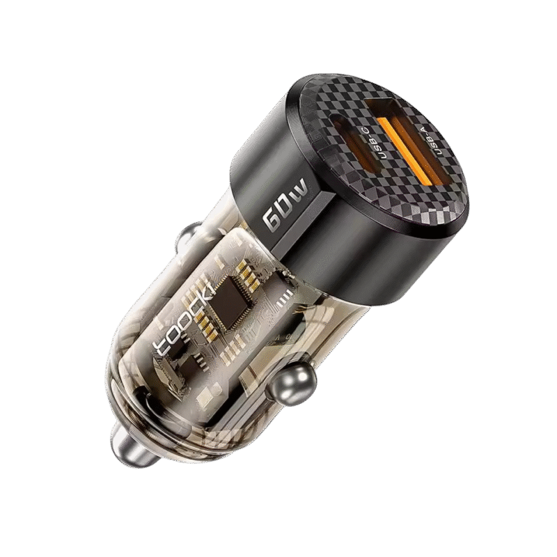 Toocki 60 واط شاحن سيارة 30 واط شحن سريع غلاف شفاف