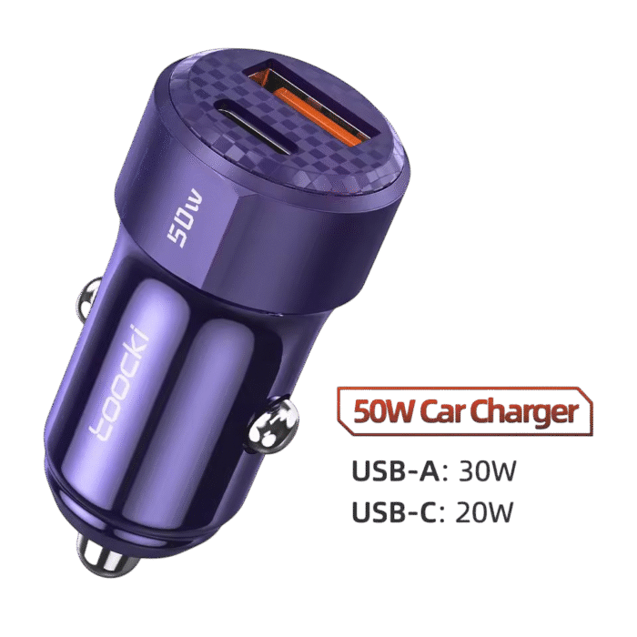 Toocki USB شاحن سيارة شحن سريع 50 واط PD نوع C